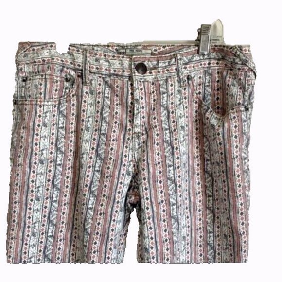 Free People Jeans Boho Geometric Printed Skinny Pants Sz 29 90s Vintage Hippie - Picture 5 of 8